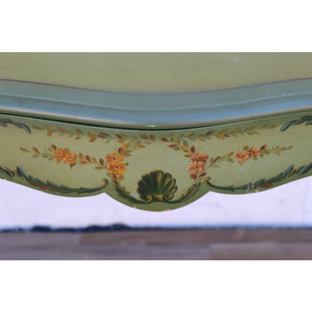 1950s French Provincial Hand-Painted Writing Table / Vanity Desk For Sale - Image 4 of 18