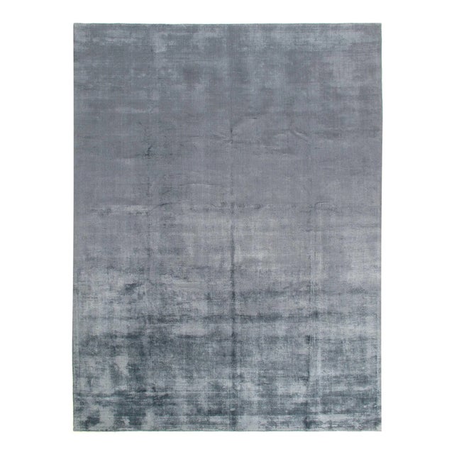Gray Hand Knotted Modern Rug For Sale - Image 4 of 6