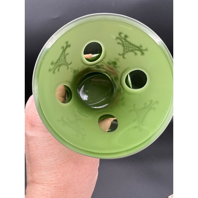 Stunning Vintage Moser Art Glass Bohemia Vase Cut to Green Overlay 5” Tall For Sale In Washington DC - Image 6 of 10