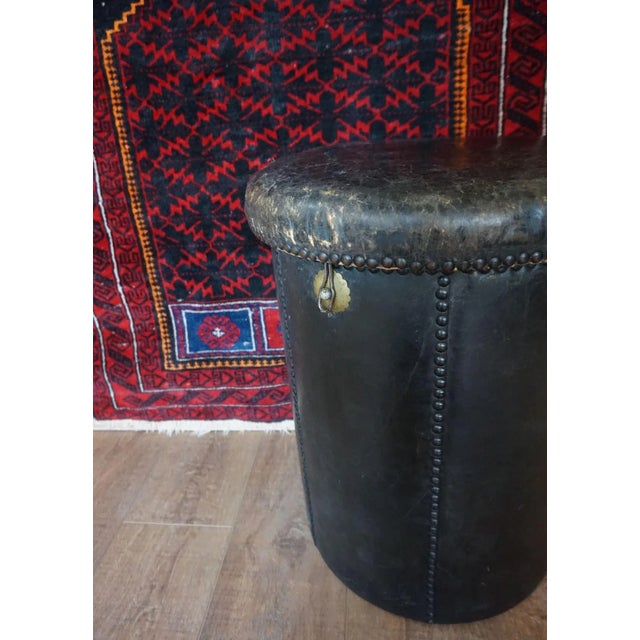 Antique Leather Ottoman For Sale - Image 9 of 15
