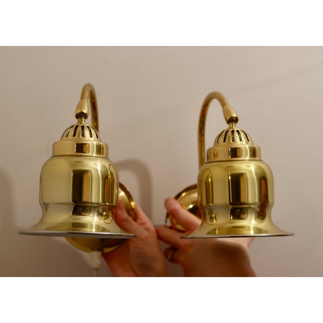 Vintage Swedish Brass Wall Lamps by Dahlquist and Johansson, 1960s, Set of 2 For Sale - Image 6 of 9