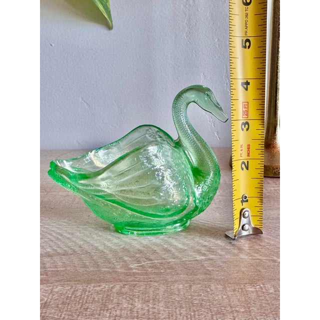 Green Vintage Fenton Art Green Glass Swan Candy Dish Bowl For Sale - Image 8 of 9