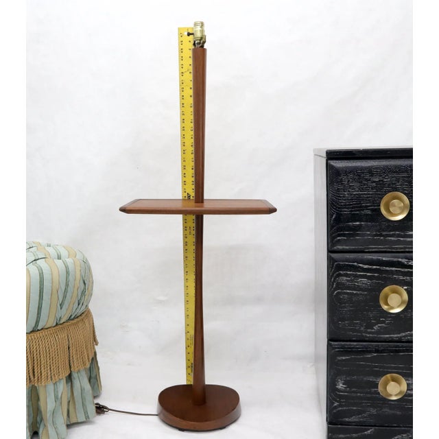 Mid-Century Modern Solid Oiled Walnut or Teak End Side Table Tapered Base Floor Lamp For Sale - Image 3 of 9