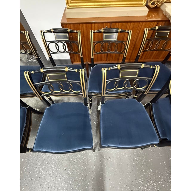 Black Late 20th Century Baker Furniture Historic Charleston Collection “Governor Alston” Dining Chairs (Set of 8) For Sale - Image 8 of 12
