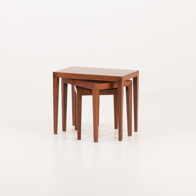 Brown Vintage Danish Rosewood Nesting Tables by Severin Hansen for Haslev Møbelsnedkeri, 1960s, Set of 3 For Sale - Image 8 of 18