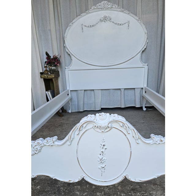 Vintage Twin Size Bed Frame, White Romantic Style Circa 1930's For Sale - Image 14 of 18