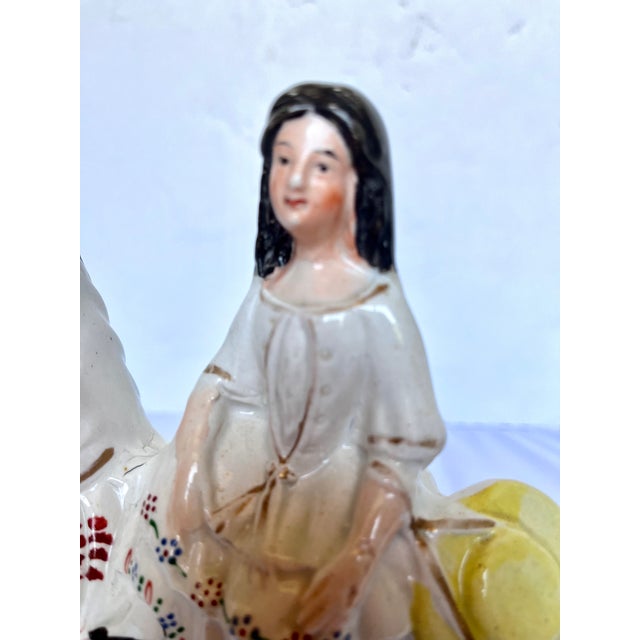 19th Century Antique English Staffordshire Girl Riding Spaniel Dog Figurine For Sale - Image 16 of 18