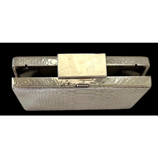 Silver 2010s Judith Leiber 925 Sterling Silver Crocodile Emboss Clutch Shoulder Evening Bag Minaudiere For Sale - Image 8 of 15