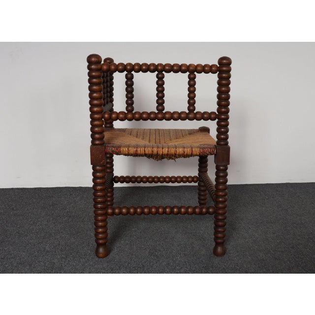 Diminutive Antique French 19th Century Bobbin Corner Chair With Rush Seat For Sale In New York - Image 6 of 18