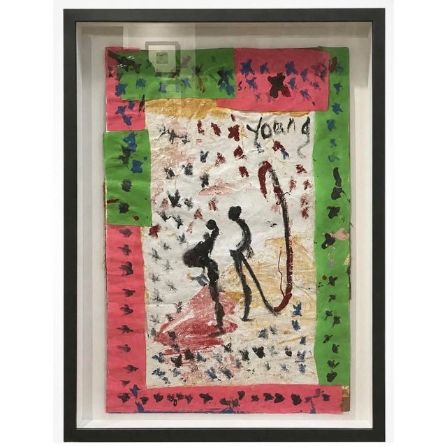 Purvis Young 1990 Mixed Media Painting Framed, Signed, 36.50” X 26” For Sale - Image 10 of 11
