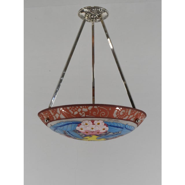 1930s French Art Deco Pendant Light by Loys Lucha - 1930 Chandelier France For Sale - Image 5 of 13