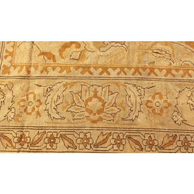 Antique Indian Amritsar Botanic Brown Hand Knotted Wool Carpet For Sale - Image 4 of 8