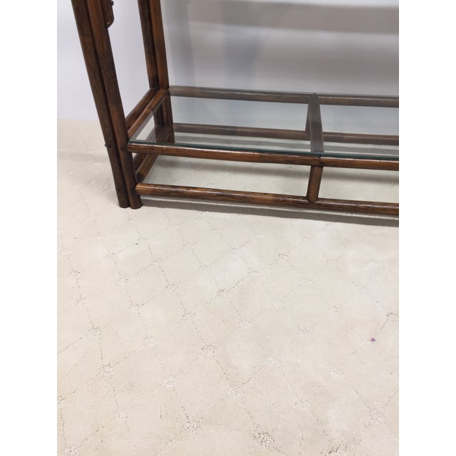 Vintage Rattan and Glass Arched Fan Top Multi Shelf Etagere For Sale - Image 9 of 18