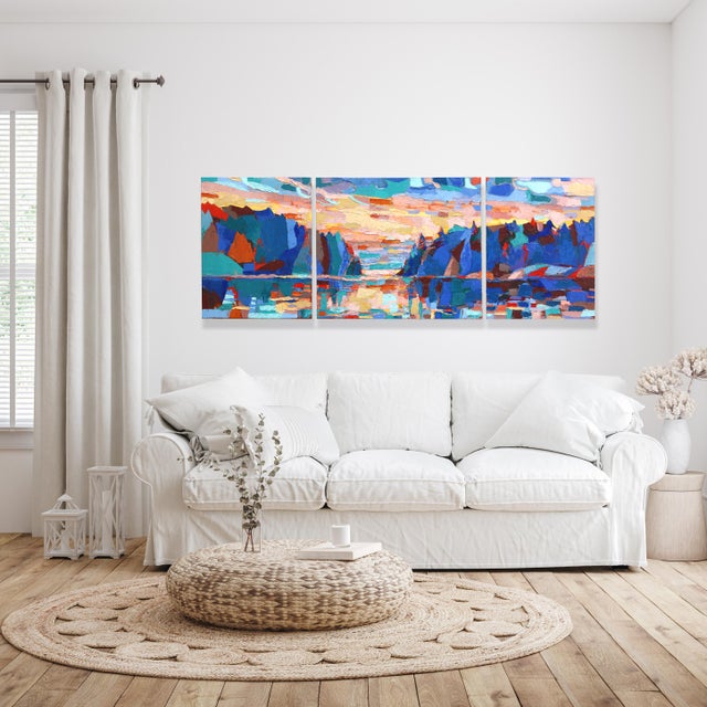 You Can Let the Thought Pass (Triptych) - Textural Landscape Impasto Painting Original Artwork by Dana Cowie For Sale - Image 10 of 11