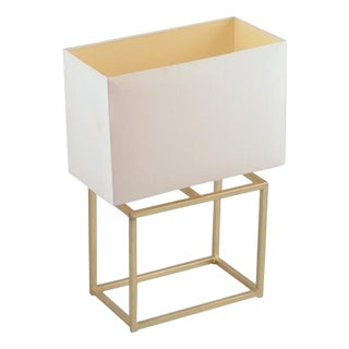 Table Lamp in Brass with White Fabric Shade For Sale