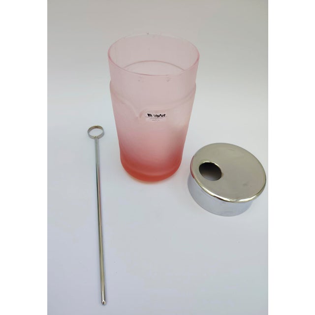 Pink Vintage Italian Pink Murano Glass Bottle Tray and Punch Container from VeArt, 1980s, Set of 3 For Sale - Image 8 of 12