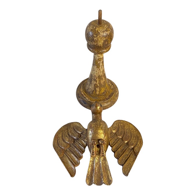 Rustic European Vintage Hand Carved Wood Bird Sculpture on Finial 19" H For Sale - Image 3 of 10