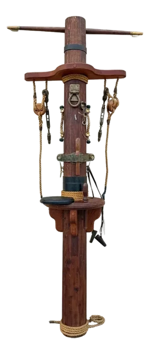 Vintage Custom Nautical Wood 95" Ship Mast Mancave Bar Island W Pulley & Ropes