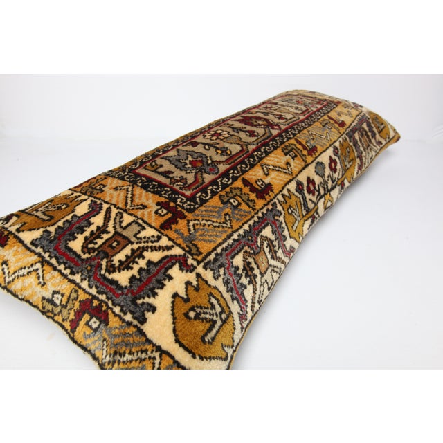 Art Deco Vintage Turkish Handknotted Rug Lumbar Pillow Cover -16'' X 40'' For Sale - Image 3 of 11