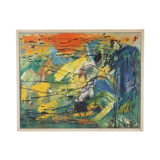 Abstract IV Painting Initialed J.H. For Sale