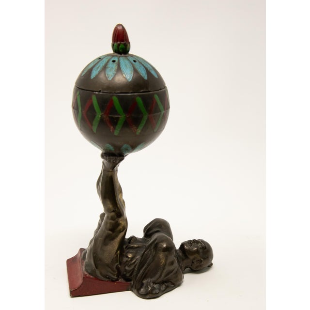 Early 20th Century Chinese Cold-Painted Bronze Censer For Sale - Image 4 of 12