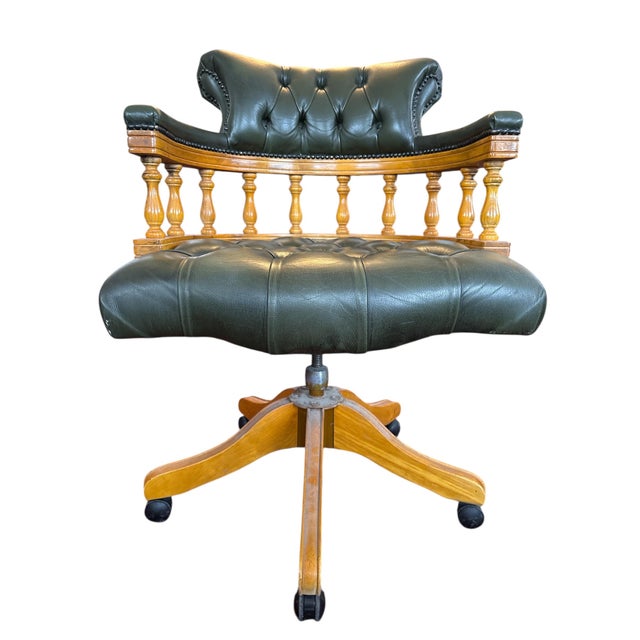 Vintage Captains Desk Chair For Sale - Image 4 of 5