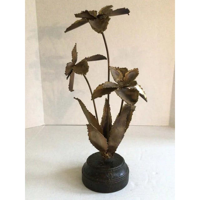 1960s 1960s Brass Flower Sculpture on Composition Base For Sale - Image 5 of 10