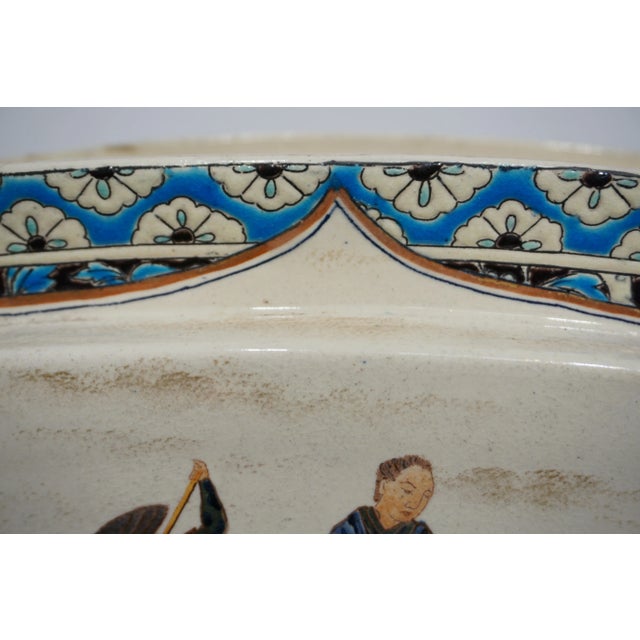 Blue 1875 Antique French Longwy Style Centerpiece Flower Vase by Gien For Sale - Image 8 of 13