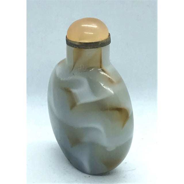 Vintage Glass Snuff Bottle Imitating Banded Agate For Sale In Chicago - Image 6 of 10
