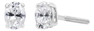 14K White Gold 1/2 Cttw Lab Grown Oval Solitaire Diamond Stud Earrings (F-G Color, VS2-SI1 Clarity)