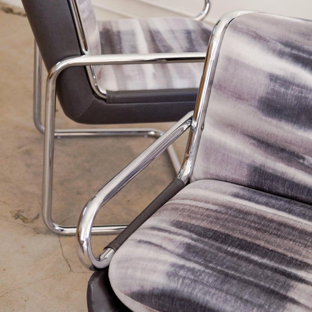 Dove Gray 1980s Mod Cantilevered Dining Armchairs - Set of 4 For Sale - Image 8 of 9