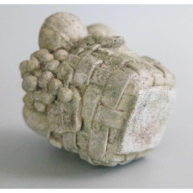 Gray Vintage French Concrete Stone Fruit Basket Garden Ornament For Sale - Image 8 of 9