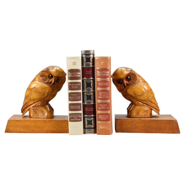 Hand Carved Owl Wooden Bookends, Germany, 1930s, Set of 2 For Sale - Image 18 of 18