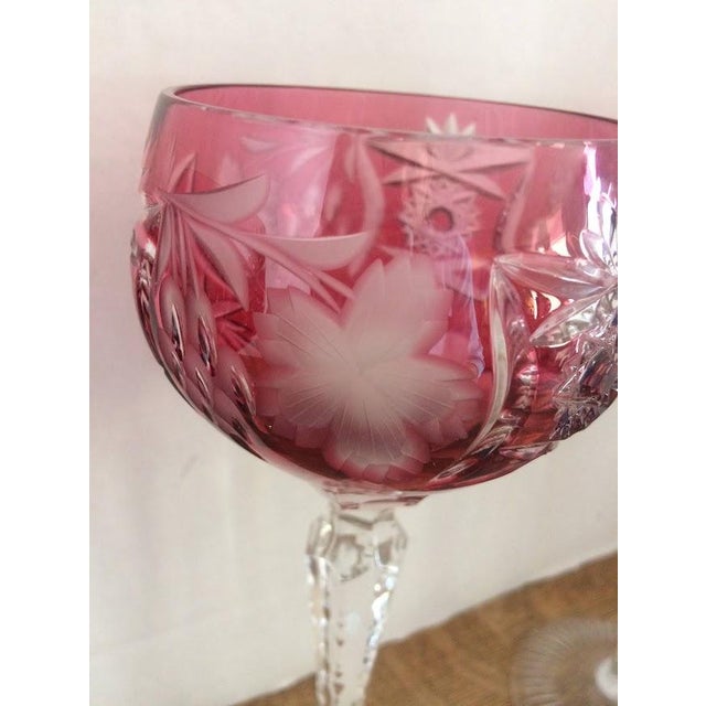 1940sPink Crystal Cut to Clear Goblets, Set of Four For Sale - Image 10 of 11