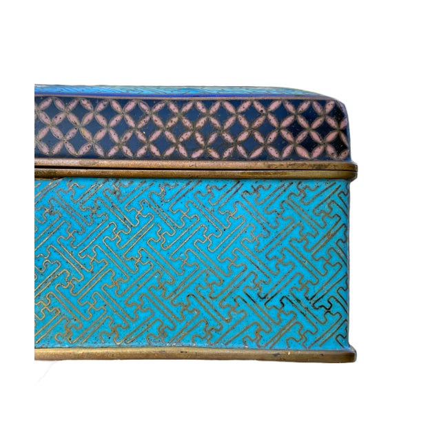 Metal Early 20th C. Chinese Cloisonné Enamel and Brass Box With Butterfly Motif For Sale - Image 7 of 9