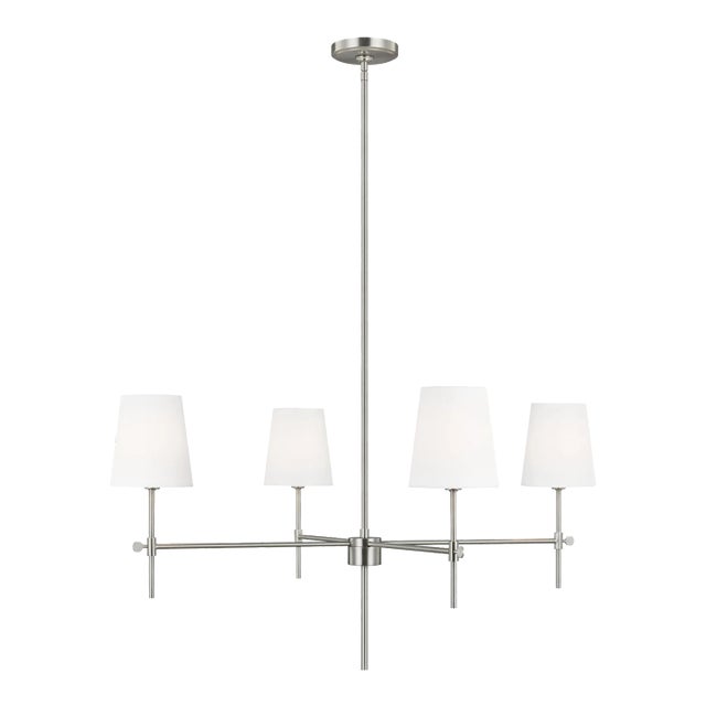 Thomas O'Brien By Visual Comfort Studio Baker 4-Light Large Chandelier in Brushed Nickel For Sale