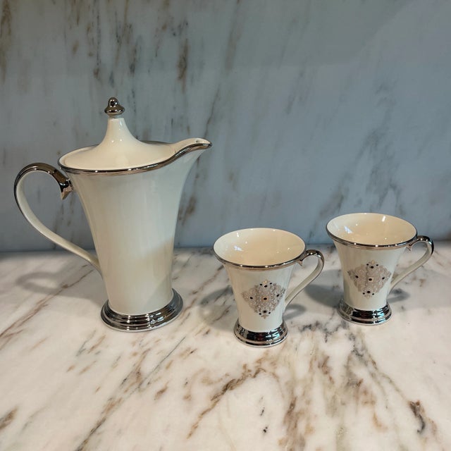 Metal 2000s Lenox Coffee Pot With 2 Jewel Cups For Sale - Image 7 of 7