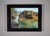 This oil painting captures a serene coastal scene, featuring rugged rocks jutting into a tranquil body of water. The...