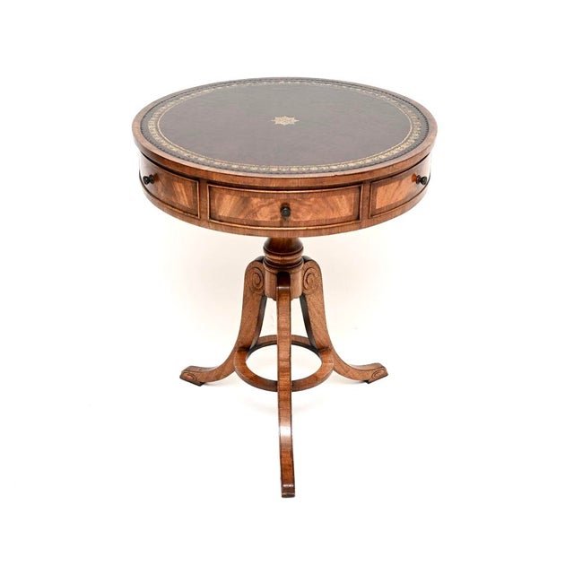 Antique Regency Leather Top Drum Table, 1900s For Sale - Image 11 of 11
