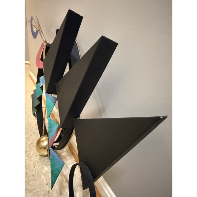 Vintage 1996 Large Curtis Jeré Signed and Dated Postmodern Memphis Style Mixed Media Wall Sculpture - 45" For Sale - Image 4 of 14