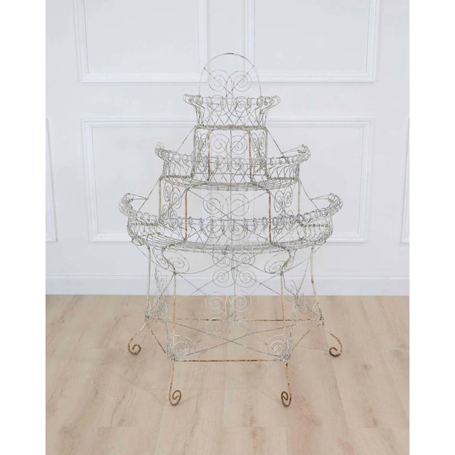 English Mid-20th Century Semi-Circular Wirework Plant Stand For Sale - Image 4 of 11