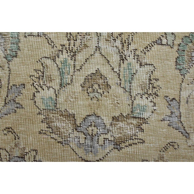 Beige Tabriz Rug 9’2” X 10’8” Beige Wool Vintage Distressed Hand-Knotted Carpet For Sale - Image 8 of 15