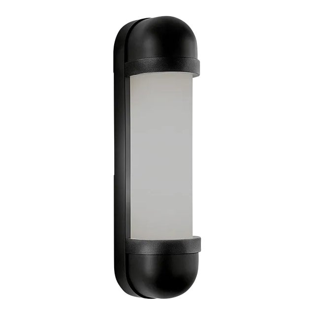Satin Black With Matt Opal Glass Bathroom Wall Light For Sale