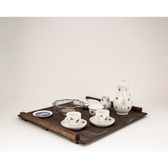 Biedermeier Tête-À-Tête for Two on Wooden Tray Streublume by Fürstenberg, 1950s, Set of 12 For Sale - Image 4 of 15