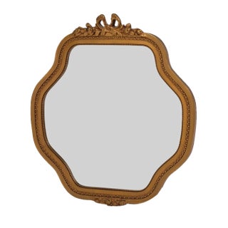 Antique Gold Mirror with Faceted Glass, 1800s For Sale