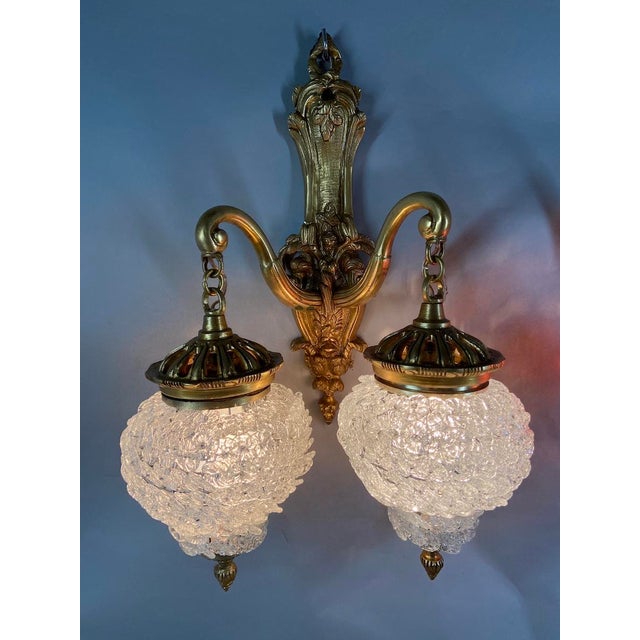 1980s French Louis XVI Gold Bronze Crystal Wall Lamps / Sconces - Pair For Sale - Image 6 of 18