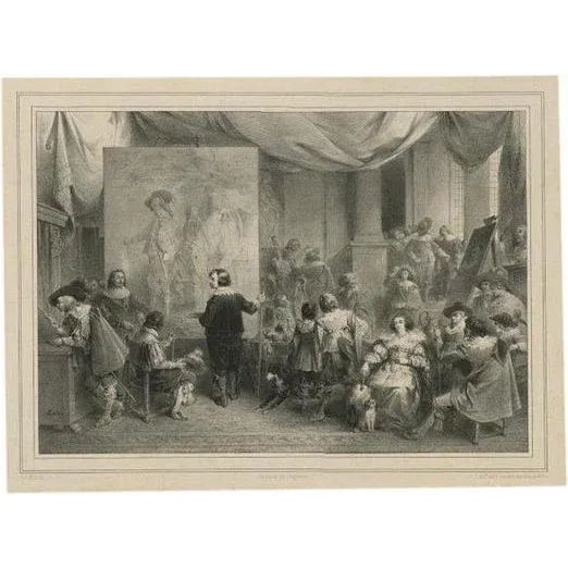 Mid 19th Century Madou, Famous Painter Van Dyck in London, 1842, Print For Sale - Image 5 of 5
