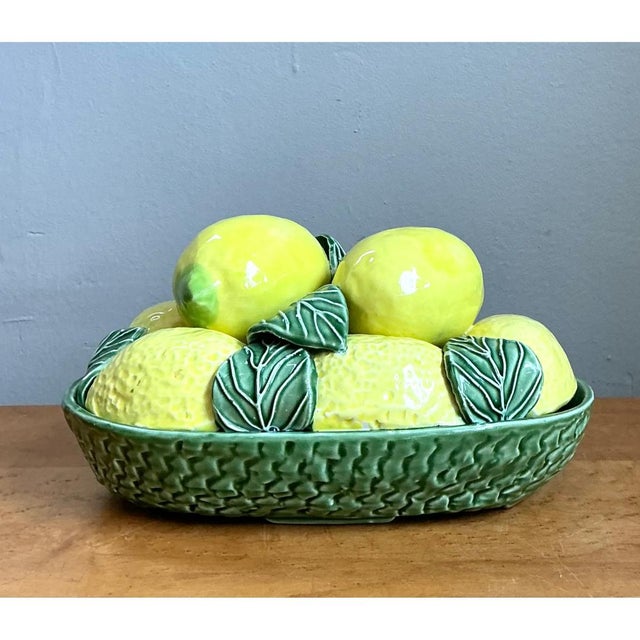 Vintage Italian Yellow Lemon Ceramic Centerpiece For Sale In West Palm - Image 6 of 12
