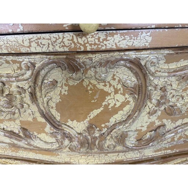 Mid 20th Century Pair of Louis XV–Style Painted Bombe Commodes With Carved Rococo Ornament For Sale In Los Angeles - Image 6 of 14