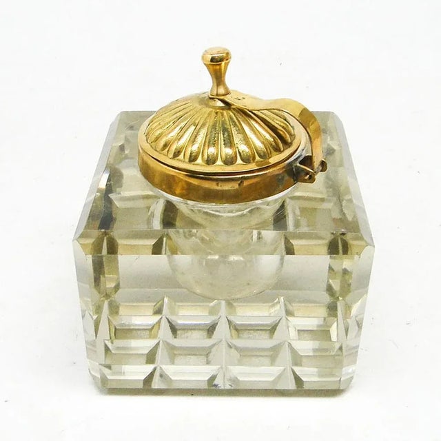 Art Deco Crystal Inkwell, Sweden, Early 1900s, in Very Good conditions. Designed 1890 to 1919